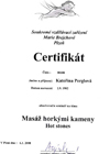 Certifikát - masáž horkými kameny